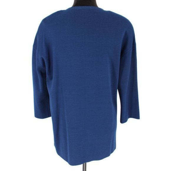 St. John Wool Blend Sweater Knit Color Block Stripe Cardigan Blazer Medium M - Picture 6 of 9